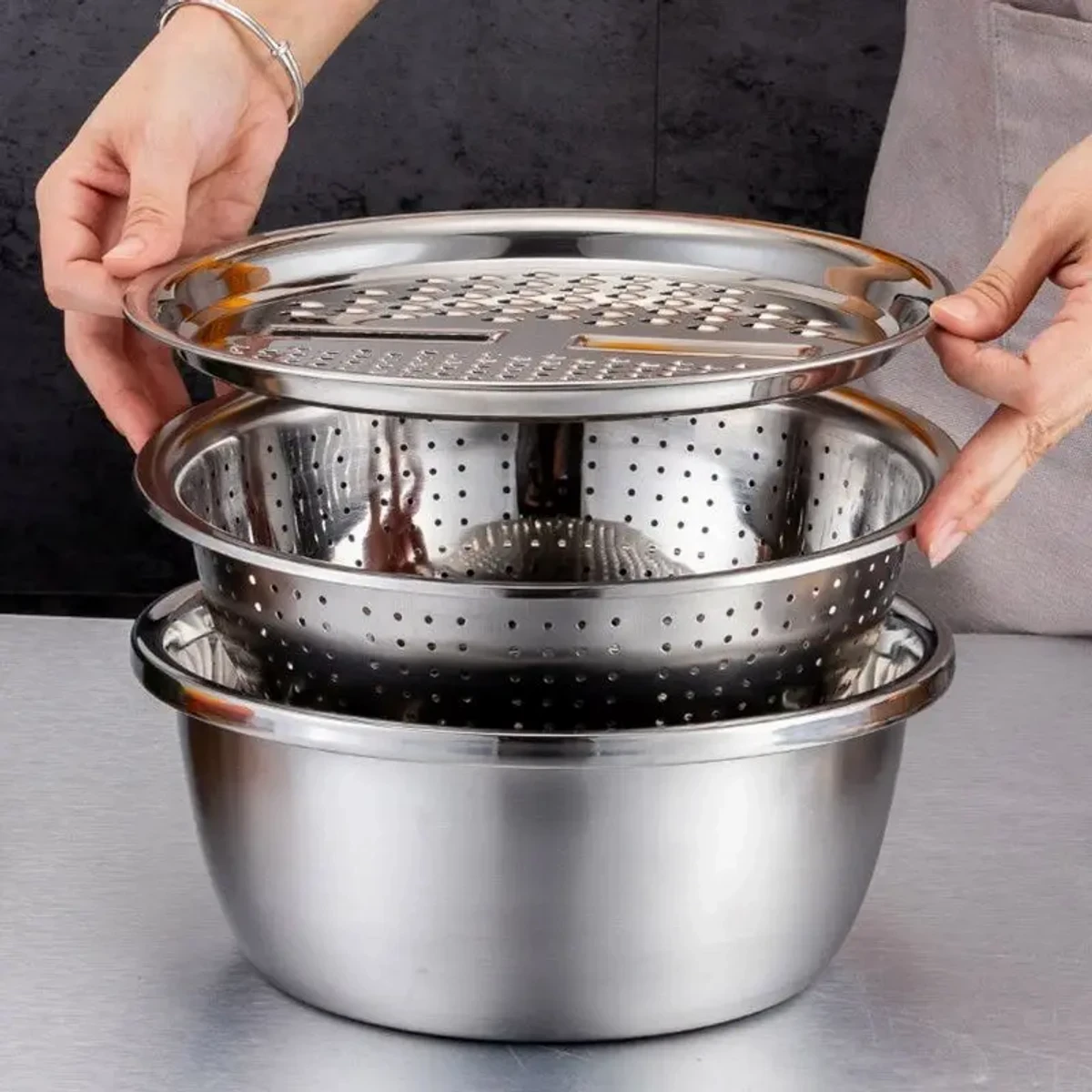 3 IN 1 VEGETABLE CUTTER WITH DRAIN BASKET।